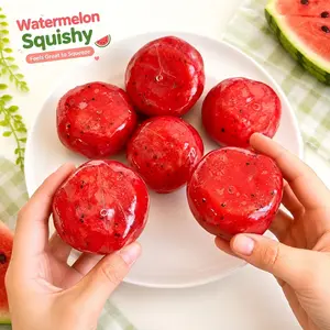 Watermelon Sorbet Squishy Stress Relief Toy - Glossy Gel-Filled Soft Squeeze Fidgets Squishies, Red Seed Design, Handheld ASMR Items for Kids/Adults, Teachers’ Classroom Prize, Single Pack Anxiety Fidgets