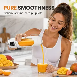 12-Blade USB Rechargeable Centrifugal Juicer Blender - Multi-Speed Mini Handheld High-Speed Double-Function, Digital Display, 3 Modes, Fast Cleaning, Compact Durable Transparent Body for Smoothies, Travel, Health Enthusiasts, Usb Rechargeable Blender