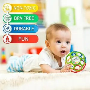 Baby Teether Rattle Ball, 1 Piece Soft Teething Ball, Baby Sensory Tactile Training Ball, Colorful Baby Grasping Ball, Newborn Gift Ball