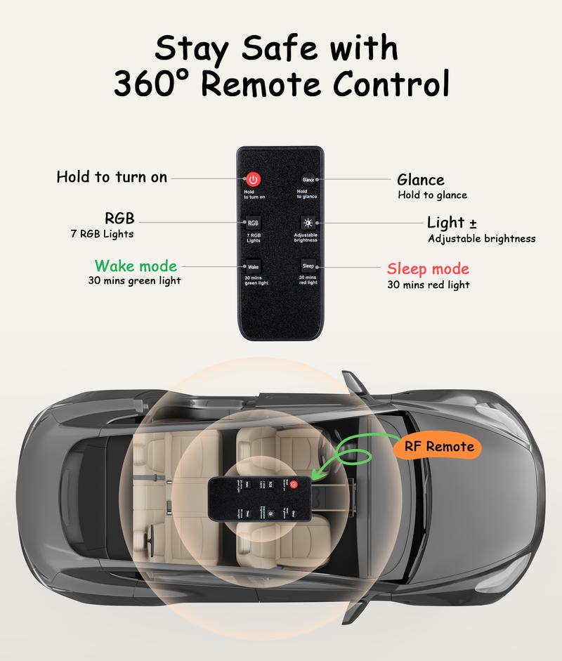 [Black Friday] Safety Car Seat Mirror with Seven Customized RGB Lights and 15° Convex Mirror for Wide Horizon Viewing - Well-prepared for Long Drive Rear Viewing