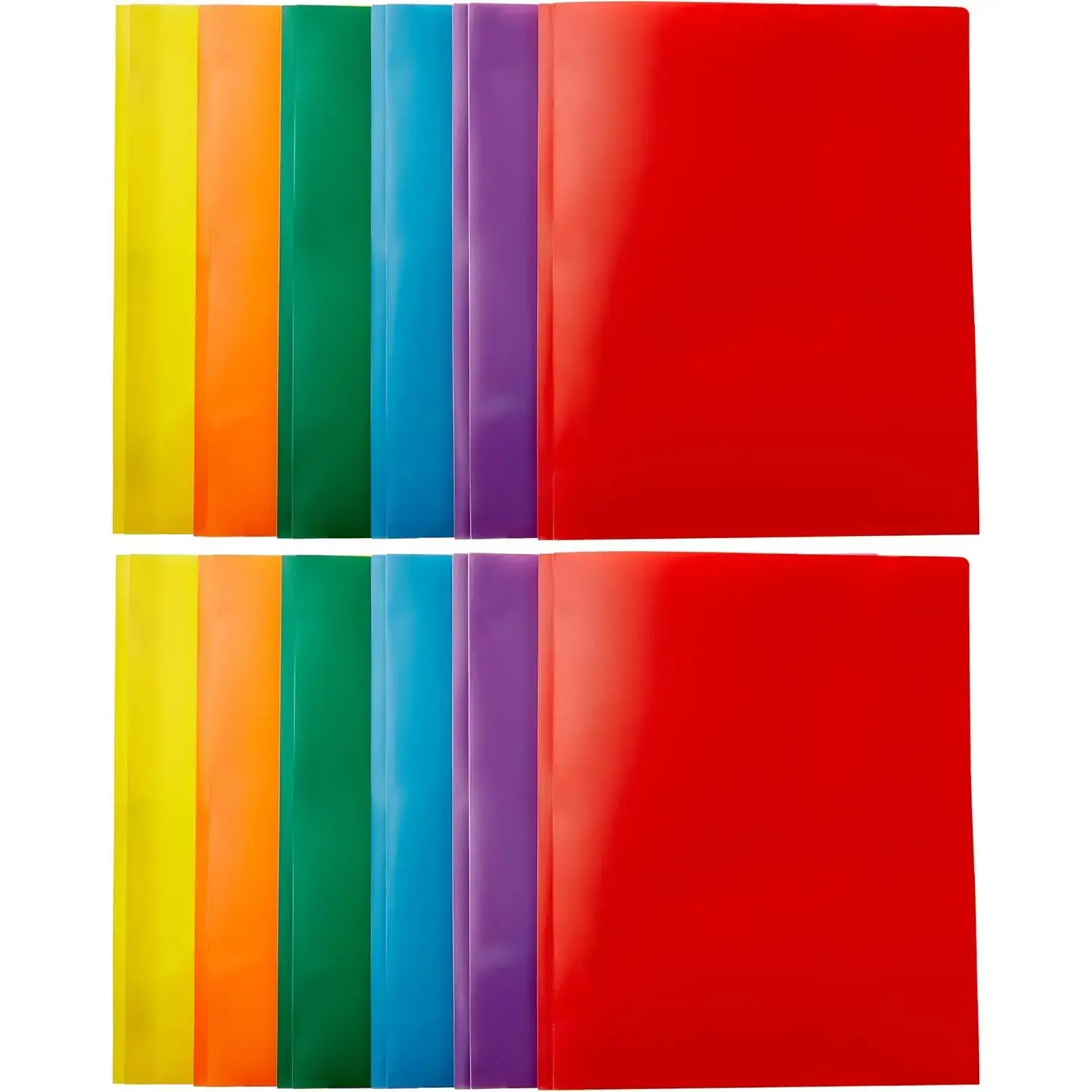 Heavy Duty Colorful Plastic Folders with 2 Pockets for Letter Size Paper, Pack of 12, Assorted Colors