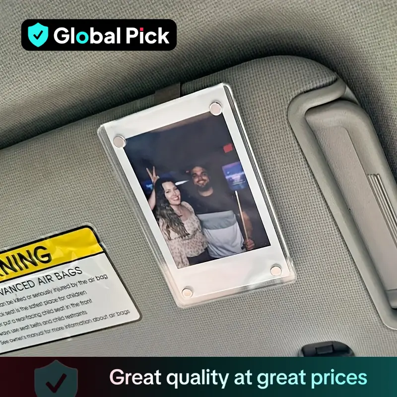 2 Piece Car Picture Holder, Acrylic Magnetic Personalized Photo Holder Car Accessories Car Photo Holder Car Visor Clip, Personalized Car Picture Frame