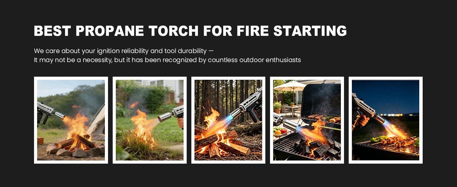 【FathersDayGift】Powerful Propane Torch Gun, Adjustable Flamethrower, Kitchen & Grill Torch for BBQ, Searing Steak, Camping, Charcoal Lighter, Birthday Gifts for Men Women Dad him Grill Gun (Tank Not Included) #fathersdaygift