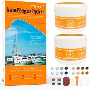 Fiberglass Boat Repair Kit,Marine Fiberglass Repair Kit for Boat Hull (Color Match),Epoxy Filler for Boats,Gel Coat Repair Kit for Boats, Boat Accessories for Fix Holes Chips Pit Cracks