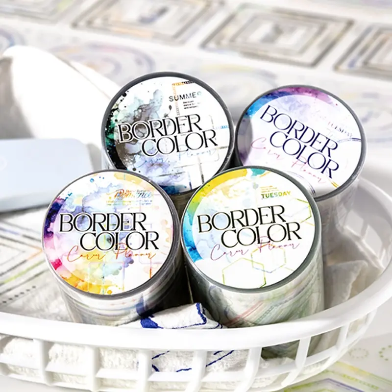 Colorful Border Tape Roll, DIY Craft Scrapbooking Supplies, Scrapbook Materials, Pet Material, Single Roll Decorative Tape for Journals & Notebooks