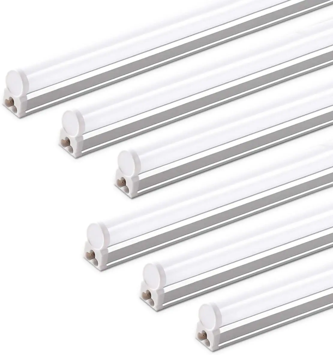 ETL 6 Pack LED T5 Integrated Single Fixture, 4FT, 2200lm, 6500K Super Bright White, 20W Utility LED Shop Light, Ceiling and Under Cabinet Light, Corded Electric with ON/Off Switch, ETL Listed linkable light fixture