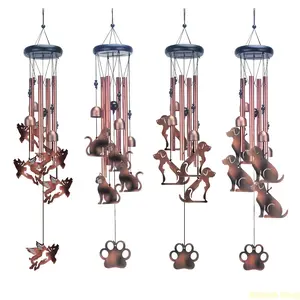 Outdoor Flying Pig Animal Wind Chime, Wooden Vintage Metal Dog And Cat Hanging Ornament Commemorative Wind Chime with 4 Aluminum Tubes And S-Shaped Hook - Suitable for Outdoor Gap Hanging Decoration for Gardens, Patios, Backyards, Or Porches