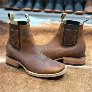 070 Botin Hibrido Miel Western Patron Boots for Men, Made in Mexico easy to put on