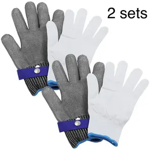 Cut Resistant Gloves, 2 Counts Kitchen Safety Gloves, Universal Gloves for Men & Women, Safety & Security Supplies for Home Kitchen