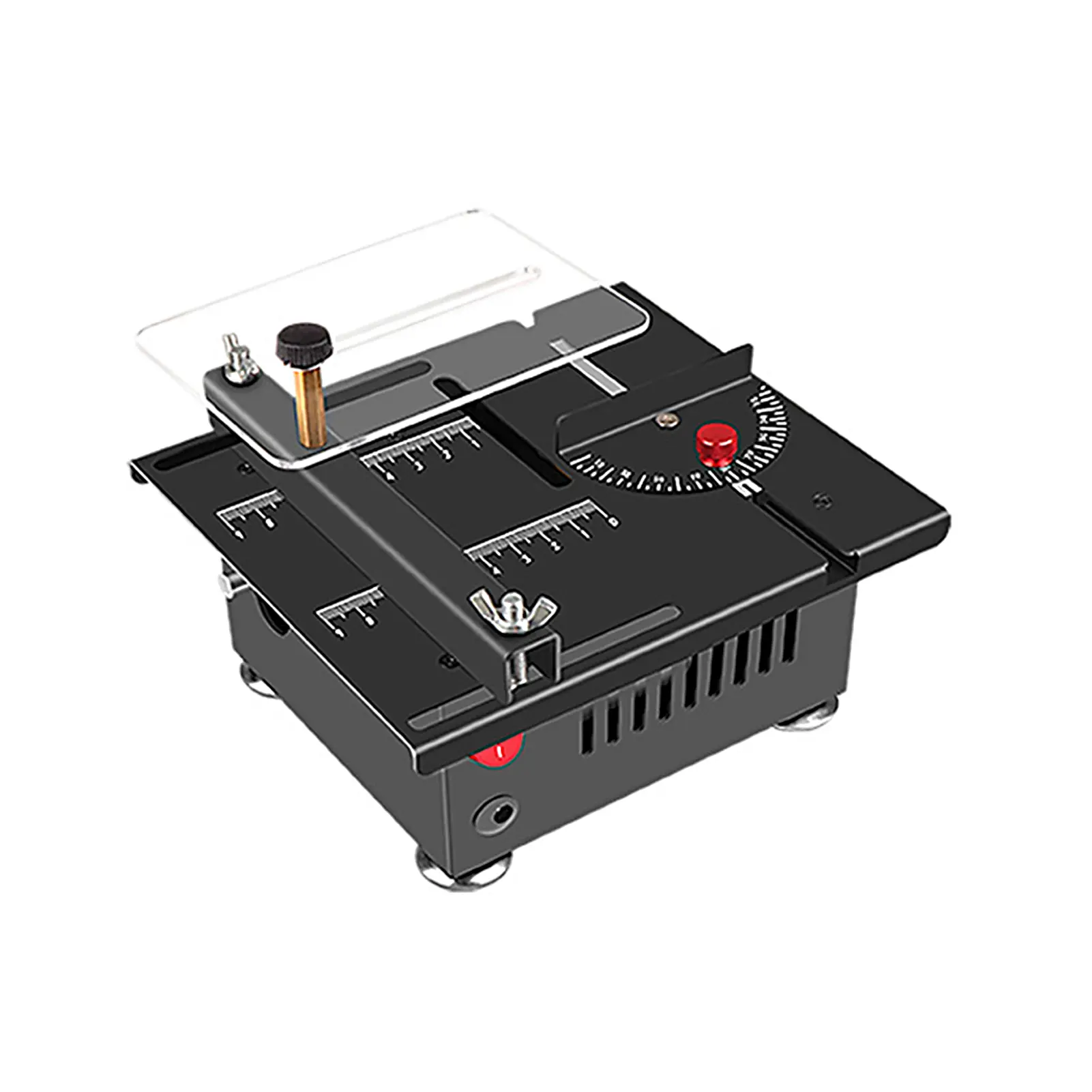 Name 24V 100W Compact Portable Table Saw Power Tool Kit - 6000rpm Motor Wood Cutting Machine with Saw Blades, 0°-90° Adjustable Angle, 16MM Cutting Depth, 1 Brush, 1 Drill Chuck, Flexible Shaft & Accessories for Wood, Plastic