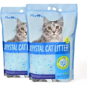 Crystal Silica Gel Kitty Litter - Lightweight, Odor Control, Odor Neutralizing Litter, Low Dust, Non-Clumping, Easy-to-Use, Made in China