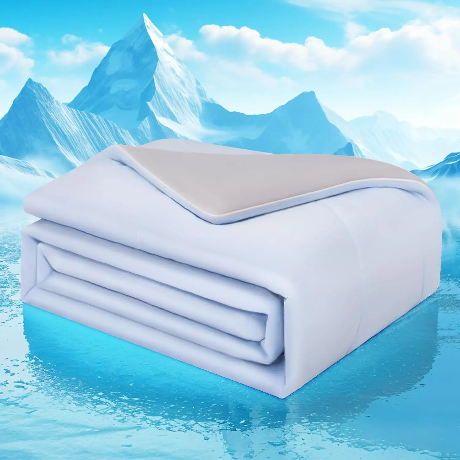 Cooling Comforter Twin Size Double Sided Cold Cooling Blanket for Hot Sleepers Night Sweats,Q-Max ＞0.4 Lightweight Soft Breathable Smooth Cool Summer Comforter Blanket (Light Blue, 60”x90“)