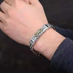 TikTok Easter Retro Style New Fashion Simple Bracelet Trendy Creative Personality Versatile Hand Jewelry Vajra Peace Pattern Chain