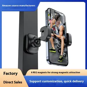 Magnetic Stand for Gym, Durable Magnetic Stand 360 Adjustable for 4 to 6 Inch Smartphones, Scratch-Proof Alloy Base, Compact Portable for Phone 15/14/13/12 and