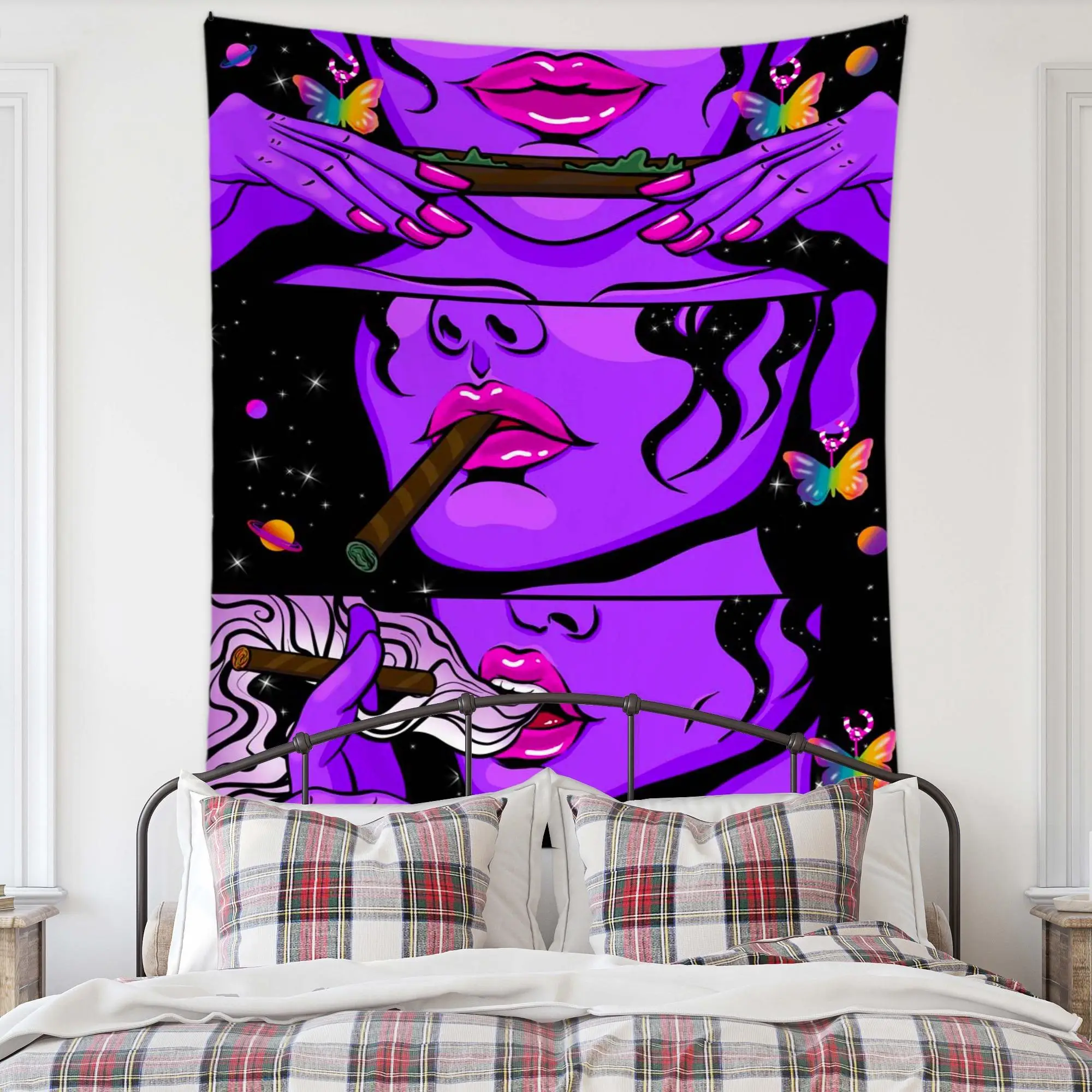 Girl Pattern Tapestry, Modern Wall Decor Hanging Tapestry, Polyester Aesthetic Poster for Bedroom Dorm Room Decor, Bedroom Accessories for Home Decor,