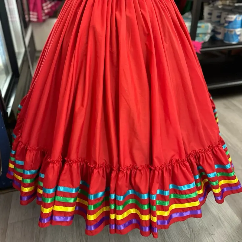 Doble skirt Folklore Mexican Solid  skirt