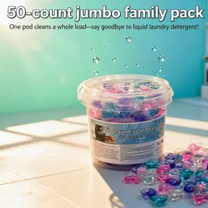 Floral Heart 5-In-1 Laundry Detergent Balls, Laundry Pods, 50 Pieces Bucket Pack, Multi-Functional Fabric Softener & Stain Remover, Gentle on Clothes, Long-Lasting Fresh Scent, Ideal for All Loads