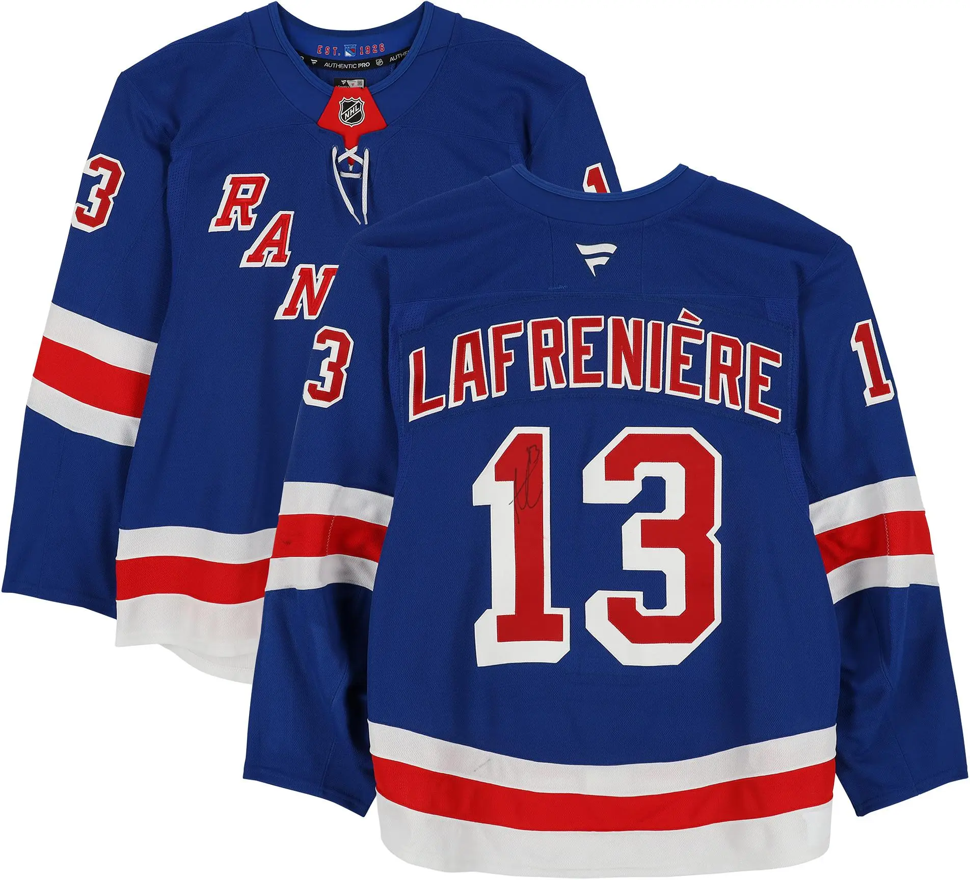 Alexis Lafreniere New York Rangers Autographed Game-Used #13 Blue Set 3 Jersey from the 2024-25 NHL Season - Fanatics Authentic Certified