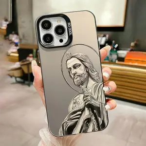 Jesus Christ Print Pattern Case for iPhone 16 15 14 Pro Max 13 12 11 XR XS Plus Shockproof Anti-Scratch Durable PC Back Protective Cover
