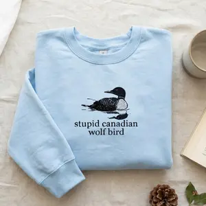 [Embroidered] Heated Rivalry Embroidered Sweatshirt, Stupid Canadian Wolf Bird Crewneck, Team Hollanov Rozanov Fan Gift, Movie Inspired Unisex
