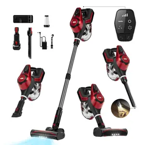 Curvymoon Cordless Vacuum Cleaner, 30Kpa Stick Vacuum for Home, 55mins Max Runtime, 1.5L Large Dust Cup & Smart Display, 8 in 1 Lightweight Handheld Vacuum for Pet Hair/Carpet/Hardwood Floor, Red