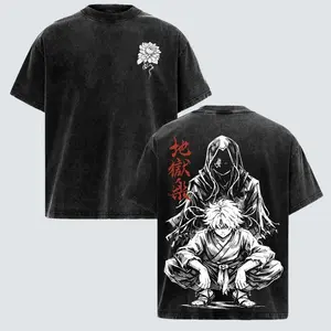 Limited Retro Oversized Vintage Unisex Gabimaru Jigokuraku Hell's Paradise Graphic Washed T-Shirt Anime Manga Streetwear Tee for Fans