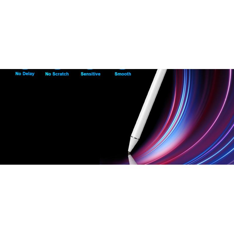 Active Digital Stylus Pen for Touchscreen, Stylus Pencil for Apple iPad mini/Pro/Air, Samsung, iPhone, Android and Most Phone & Tablet, 1.5mm Fine Point Rechargeable Pens - White