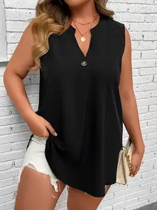 Plus Size Casual Shirt for All Seasons, Fitted Moderate Thickness Fabric, Comfortable Women's Wear for Everyday Style