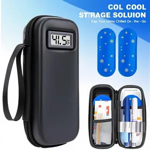 Insulin Cooler Travel Case with Temperature Display, Durable Insulated Bag, Diabetes Travel Refrigeration Medical Box, Thermal Insulated, Includes 2 Ice Packs for Daily Use, Insulated Portable Cooler, Travel Essentials 03