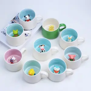 Cute Cartoon Ceramic Mug 350ML, 3D Animal Design, Tree Frog Cow Duck Unicorn Small Dinosaur, Creative Coffee Tea Cup