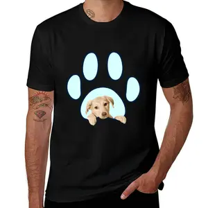 Realistic Puppy Peeking Blue Paw Graphic Tee - Aesthetic Dog Lover Cotton T-Shirt - US Local Shipping