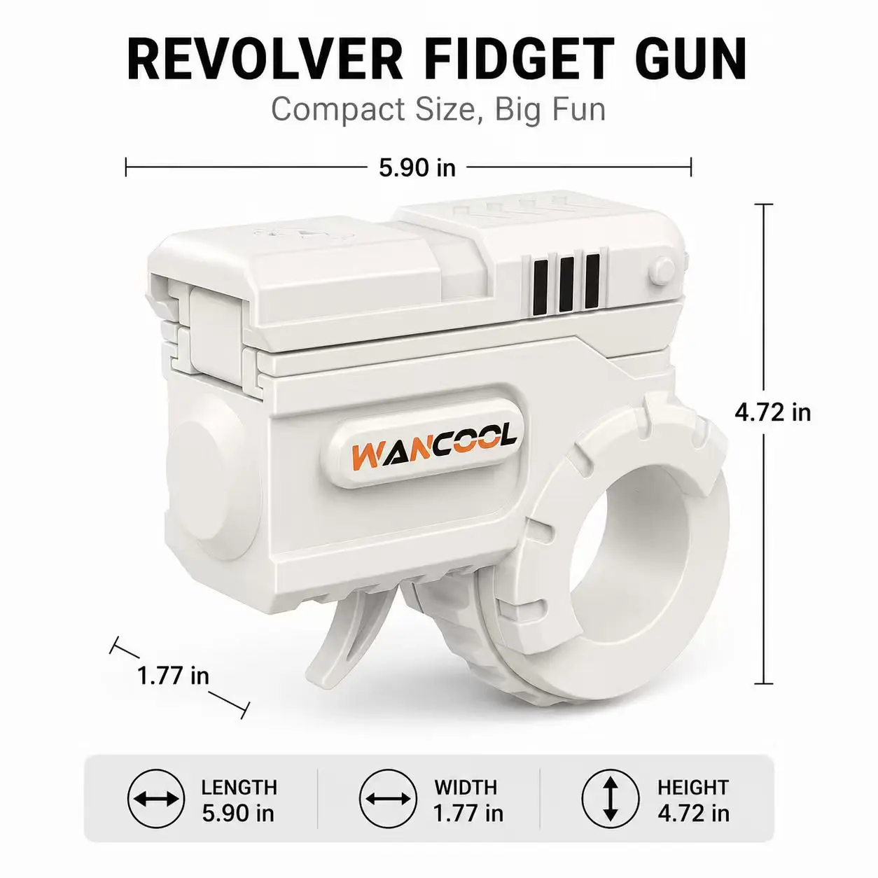 WANCOOL 3D Printed Fidget Toy Gun Cool Spinning & Pushing Toy for Stress Relief Perfect Gift for Boys & Men Ideal for Husband