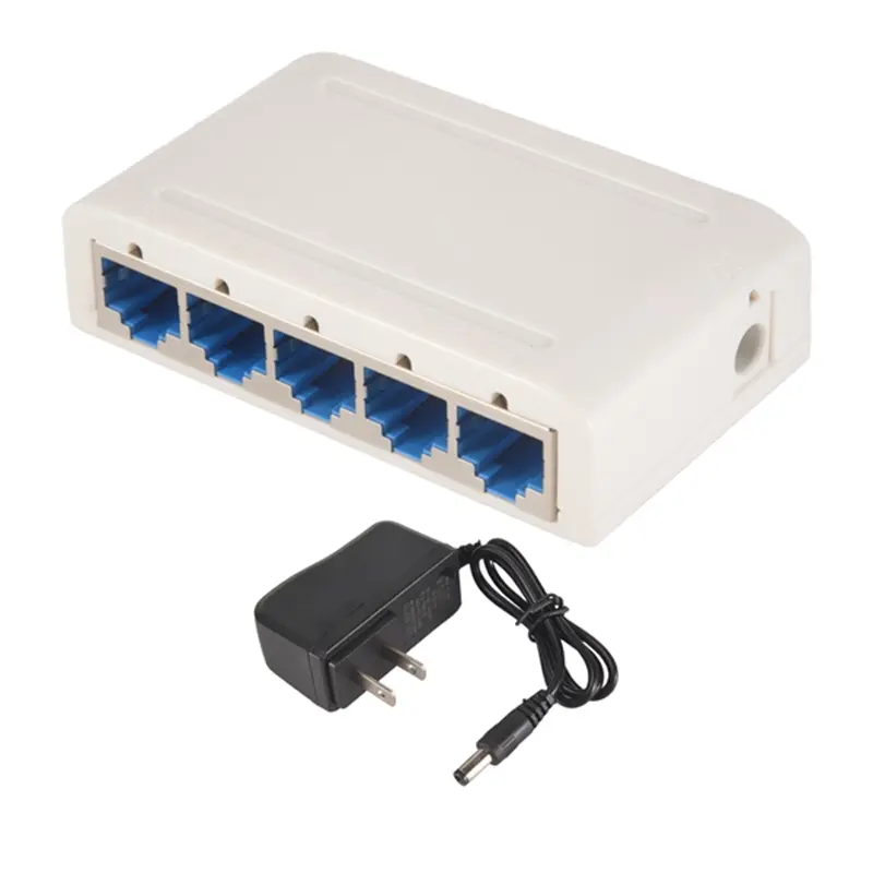 Car Interior Stowing & Tidying Portable 5-Port Ethernet Switch - Ethernet Splitter Hub, Supports Desktop Installation & Wall Mounting, Shielded Ports, Fanless Quiet Operation, High-Speed Switching, Compact Plastic Shell, Status LEDs