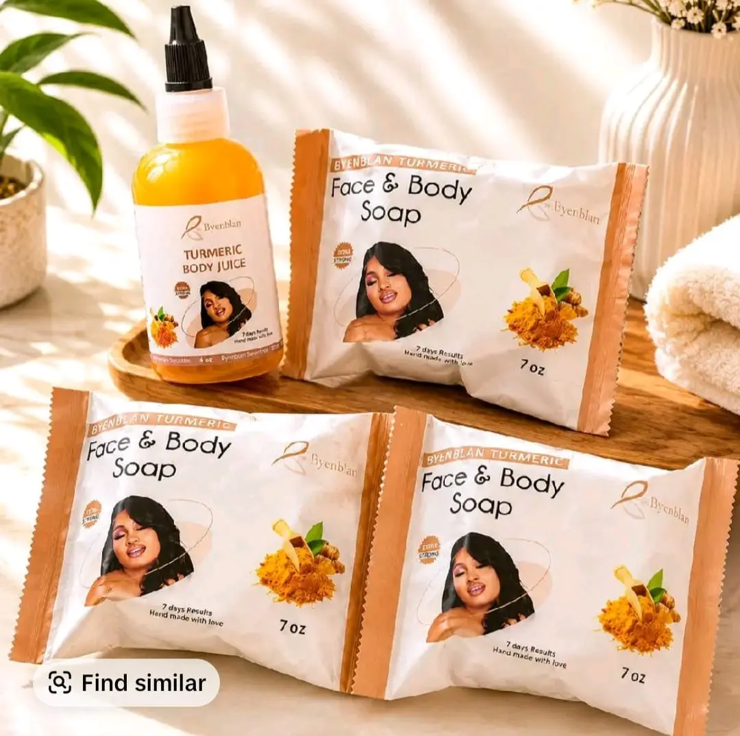 Byenblan 3 -Piece Turmeric Face & Body Soap Set With 4 oz Body Juice Turmeric