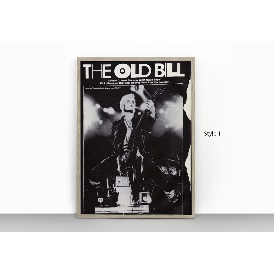1Billy Idol 1980s Vintage Black & White Music Singer Poster