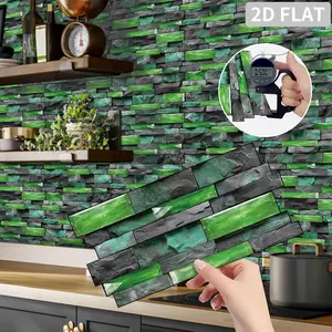 5 Styles 24pcs Tile Stickers DIY High Quality Striped Marble Peel & Stick Waterproof Square Backsplash for Kitchen Bathroom Home Decor