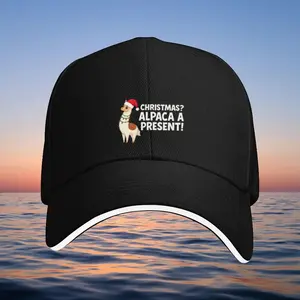 1pc Christmas alpaca, a surprise gift djustable, machine-washable unisex, adjustable  cap, perfect for all seasons, made of lightweight polyester, and a casual hat
