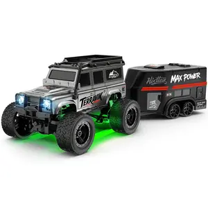 1:64 scale mini climbing remote control car | Monster truck model with trailer | Remote control toy for boys | 4WD climbing and obstacle course | Simulated trailer for play High-Speed LED Off-Road RC