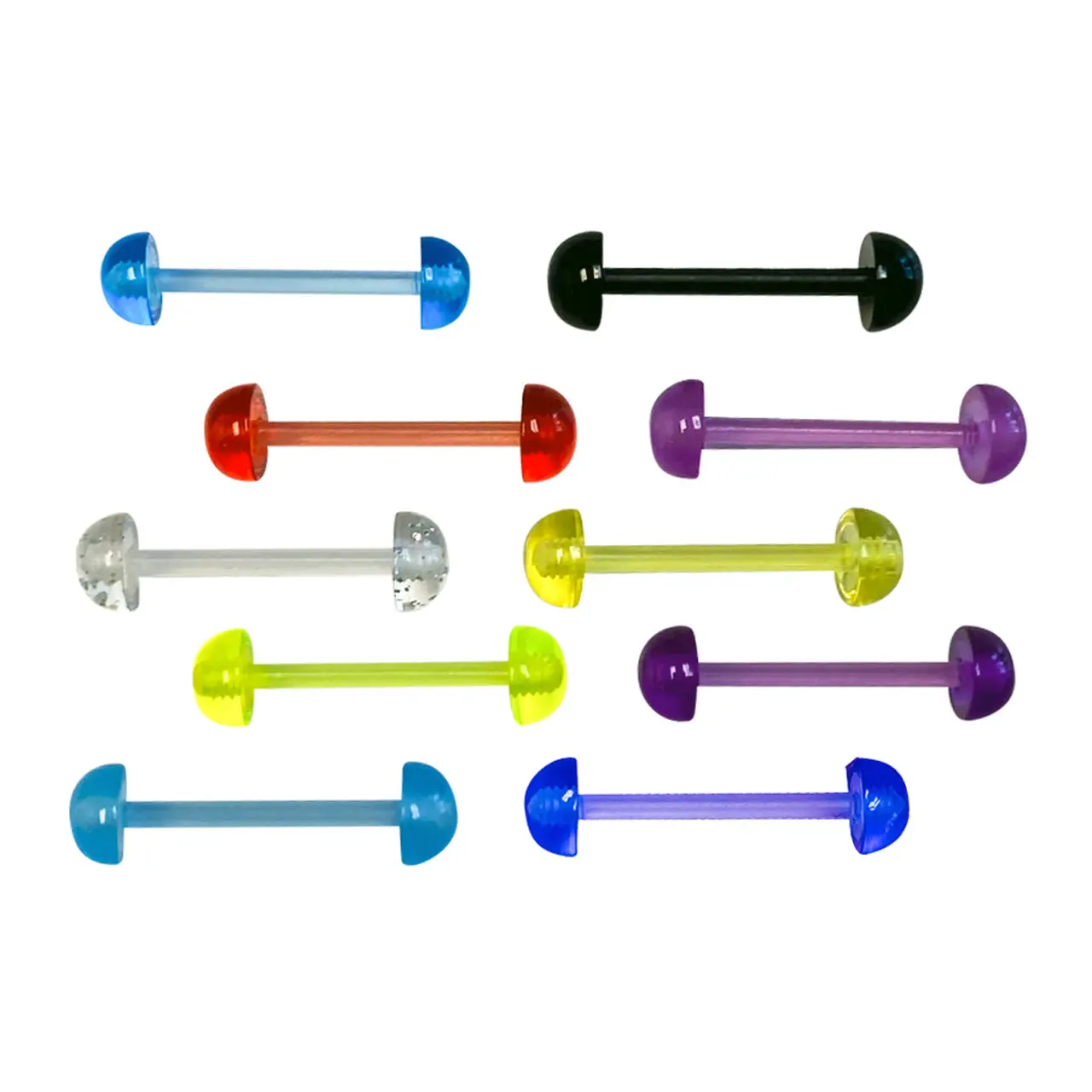 Bio-Flex Straight Barbell 14 Gauge 5/8" & Acrylic Half Ball - 10 Pcs