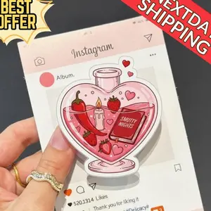 Smutty Nights Potion Magnetic Phone Grip, Heart-Shaped Phone Grip, Cute Love Potion, Strawberry, Chili, and Candle, Valentine’s Day Gift