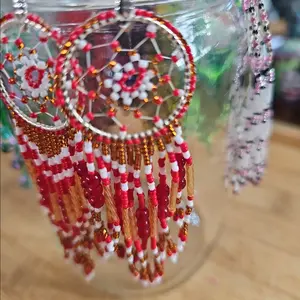 handmade dreamcatcher seedbead earrings