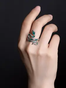 Adjustable Snake Resin Ring, Unisex Fashion Accessory, Casual Geometric Design, All-Season Jewelry, Perfect for Parties and Daily Wear, Adjustable Rings