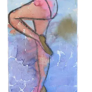 Adagio 24x48 Abstract Art Print - Vibrant Blue & Pink Palette - Modern Wall Decor for Living Room or Bedroom