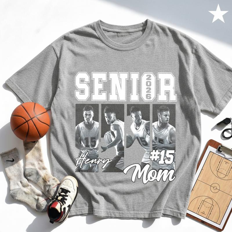 Custom 2026 Senior Basketball Mom Shirt,Custom Basketball Player Photos Shirt,Basketball Mama Shirt with Name & Jersey Number,Senior Night