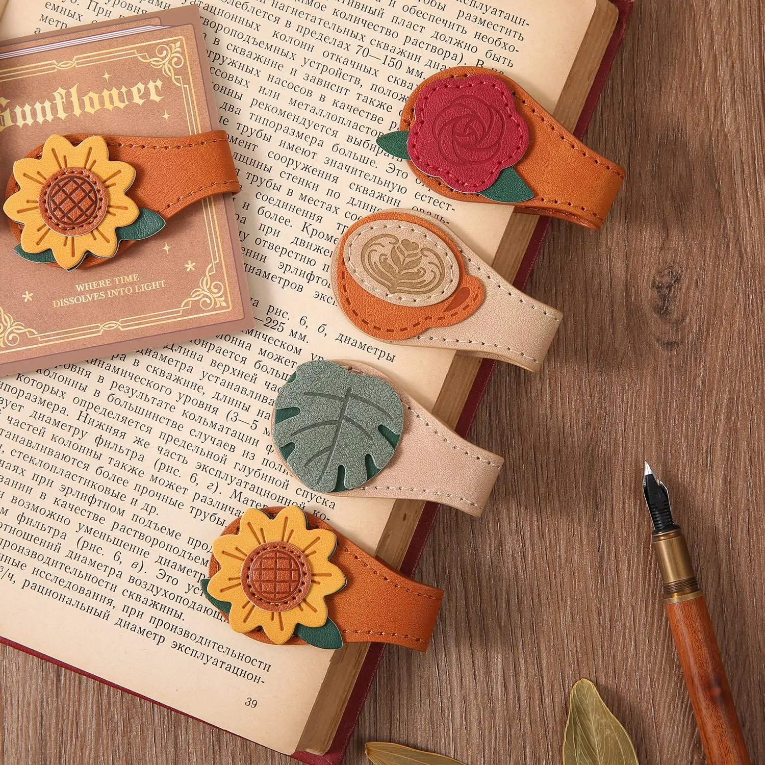 4PCS Retro Style Magnetic PU Leather Bookmarks Clip - Office Stationery for Bookworms, Bible Study, Thank You Gifts, Bon Voyage Gifts (Women-Focused Book Accessories)