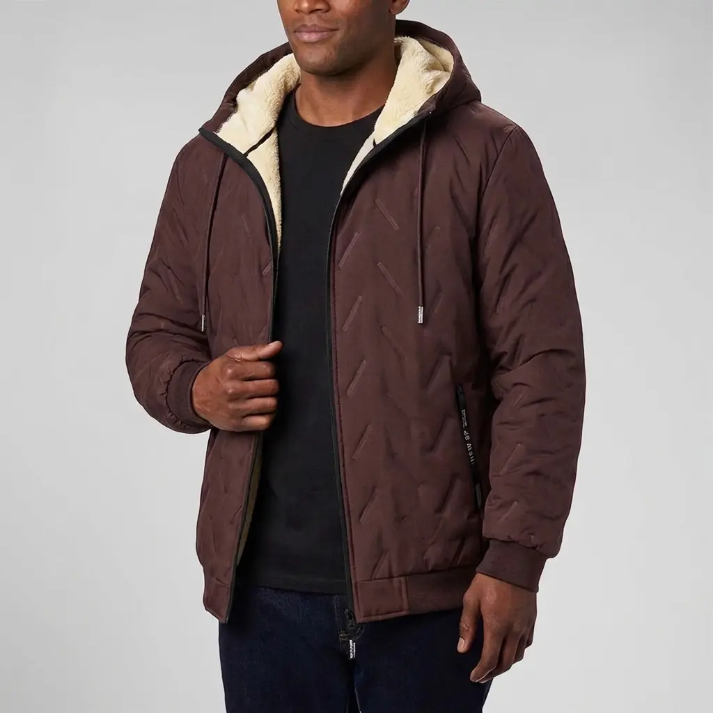 Mr.Pink：Men's Christmas/Halloween Gift，Fleece Lined Warm Full Zip and Textured Hooded Loose Casual Jacket Outdoor Daily in Winter