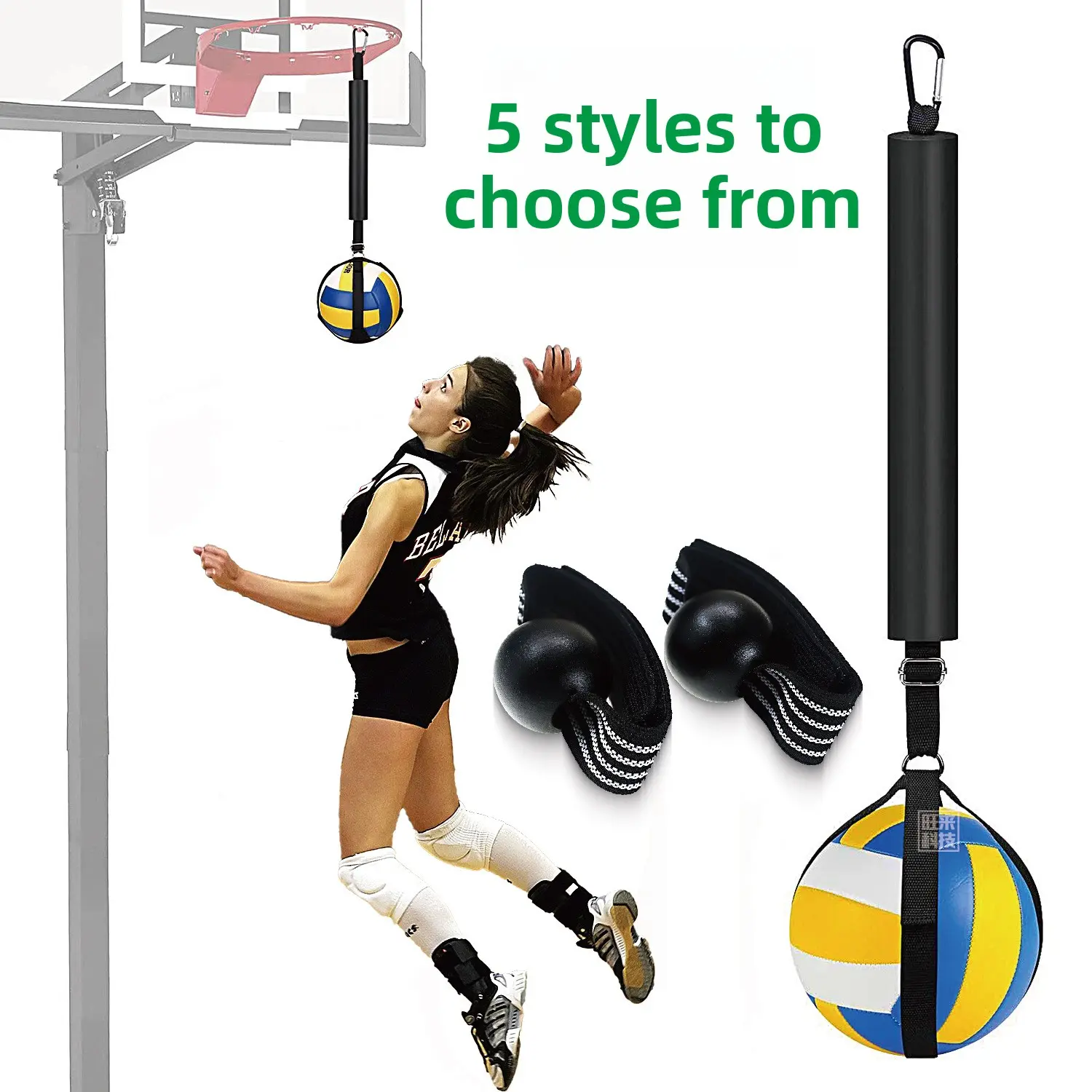Volleyball Spike Trainer Belt, Adjustable Black Suspension Straps for Solo Indoor & Outdoor Practice, Improves Arm Swing Power & Hitting Accuracy, Indoor Training, All Levels, Beach Training, Increases Strength, Enhances Hitting Accuracy, Power Boost, Sol