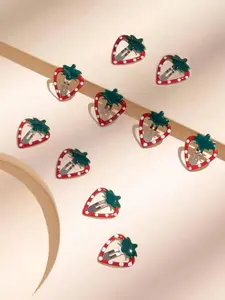 Cute Strawberry Design Metal Hair Clips, 10pcs Lovely Hair Accessories for Women & Girls, Fashion Hair Accessories for Party, Daily Decor, Hair Clip Set