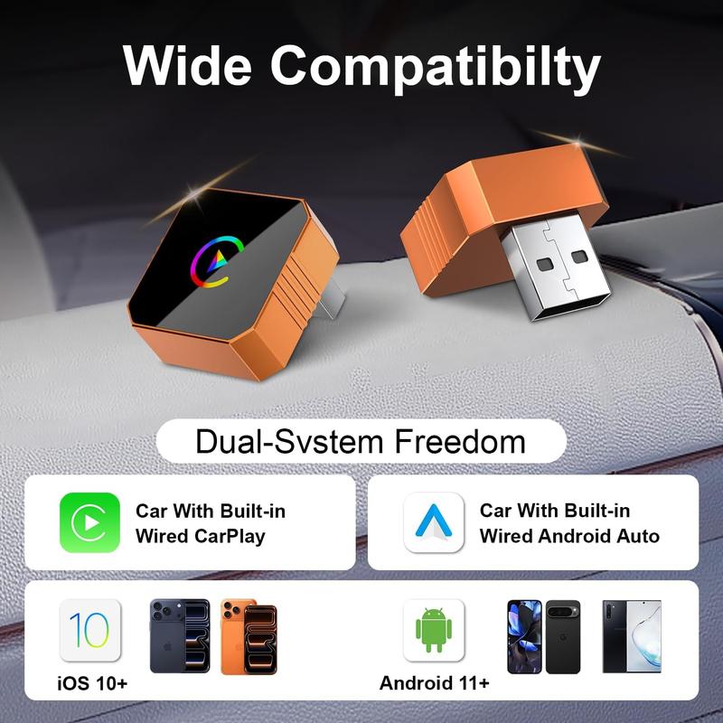 【NewYear2026】Ceesooi Mini Wireless CarPlay & Android Auto Adapter 2026 Model — Plug-and-play, fast auto-reconnect, turning wired into wireless