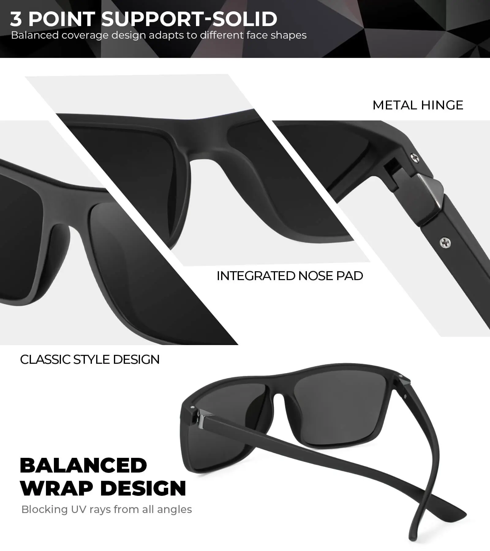 2/3 Pairs KALIYADI Unisex Rectangular Polarized Sunglasses with UV Protection (S11) 2/3 Pairs KALIYADI Unisex Rectangular Polarized Sunglasses with UV Protection (S11)